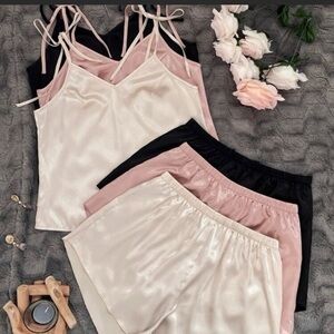 COPY - Tie side satin camisole short set.💥 ALSO IN BLACK!!